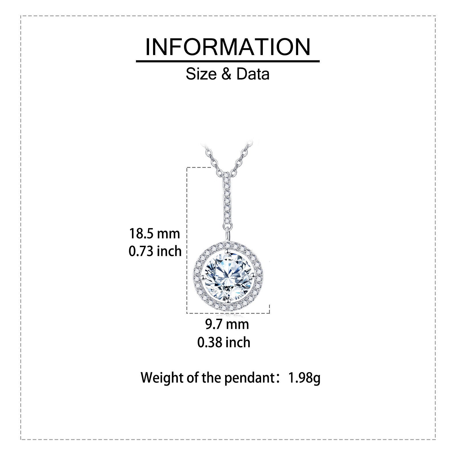 Moissanite Halo Solitaire Necklace – moissanite necklace, side detail