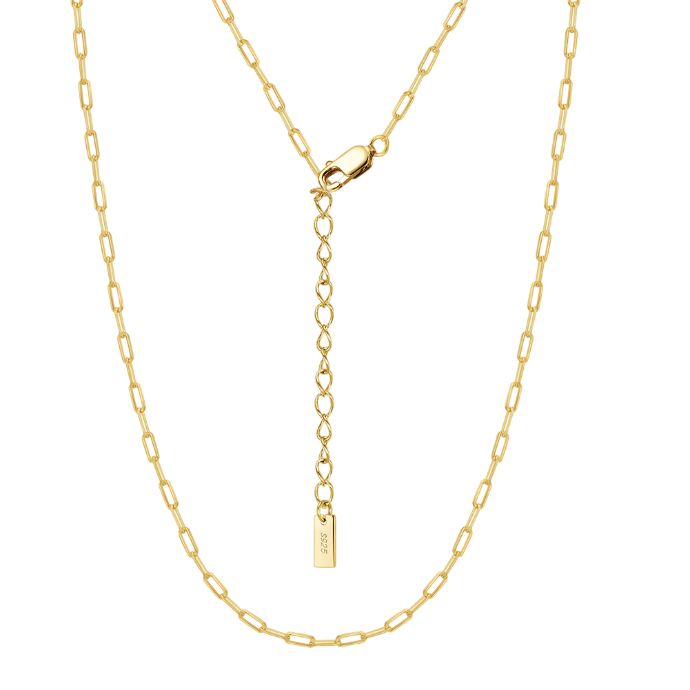 Gold Paperclip Chain Necklace – gold-plated necklace, front view