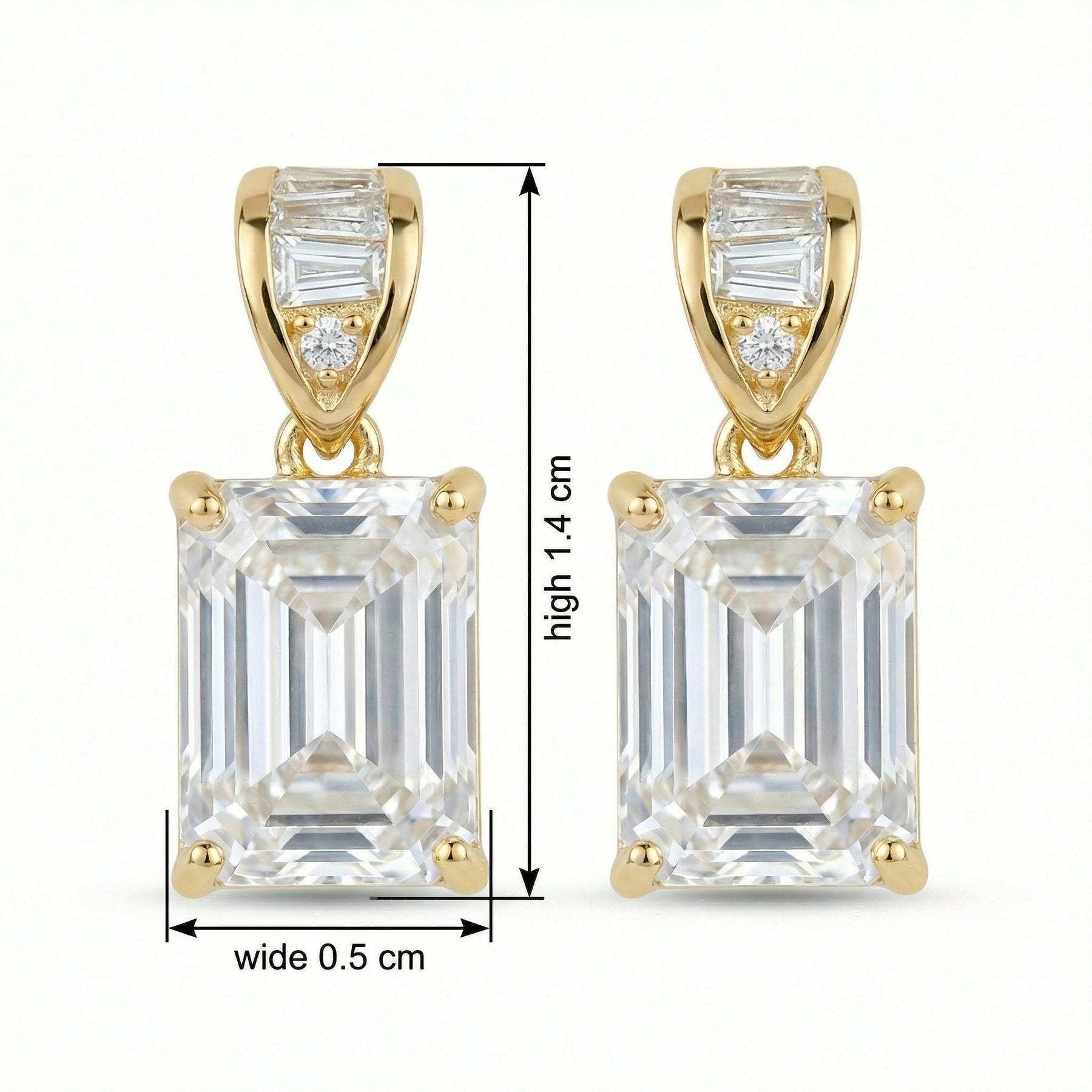 Emerald-Cut Crystal Drop Earrings – crystal earrings, side detail