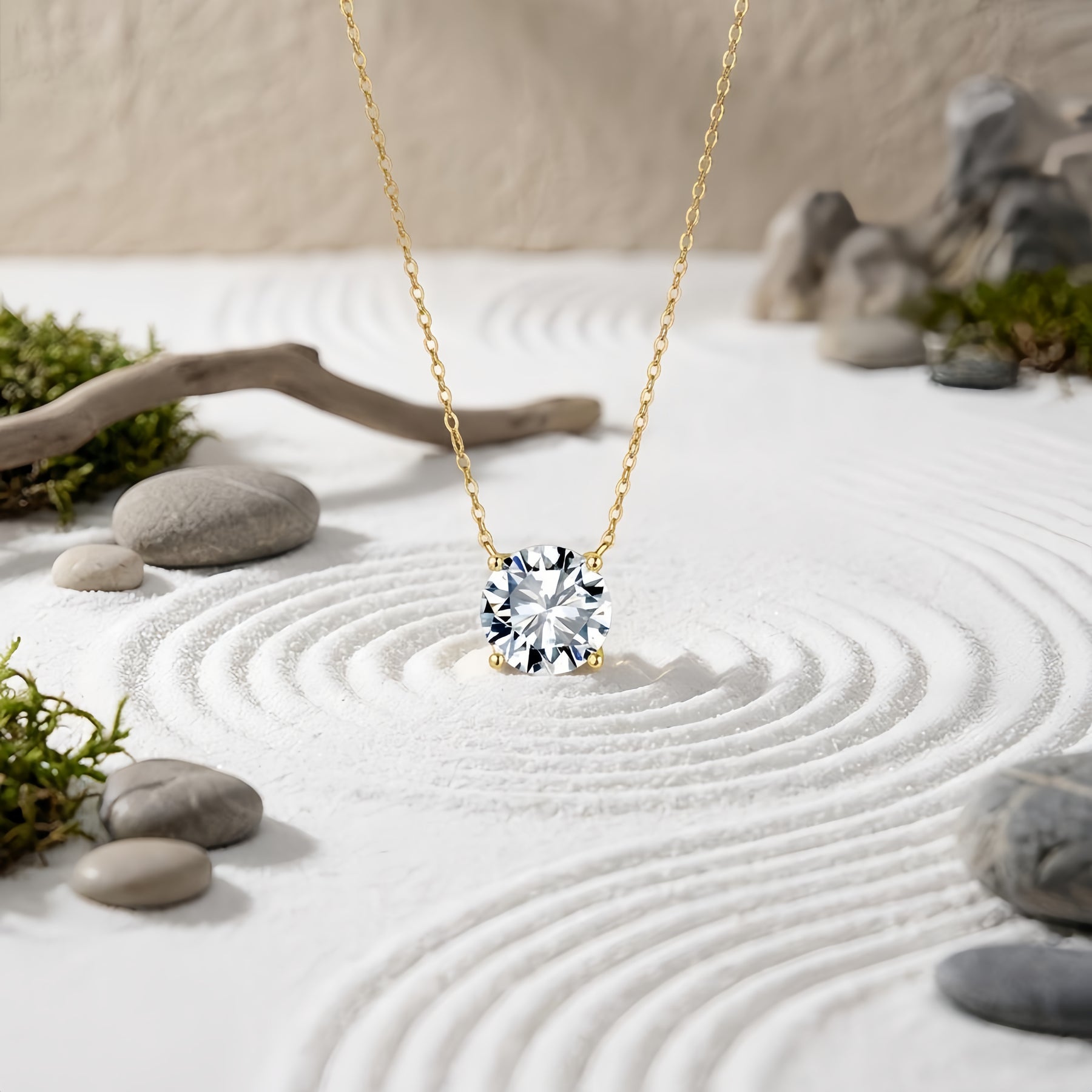 Gold Chain Necklace with Solitaire Pendant – sterling silver necklace