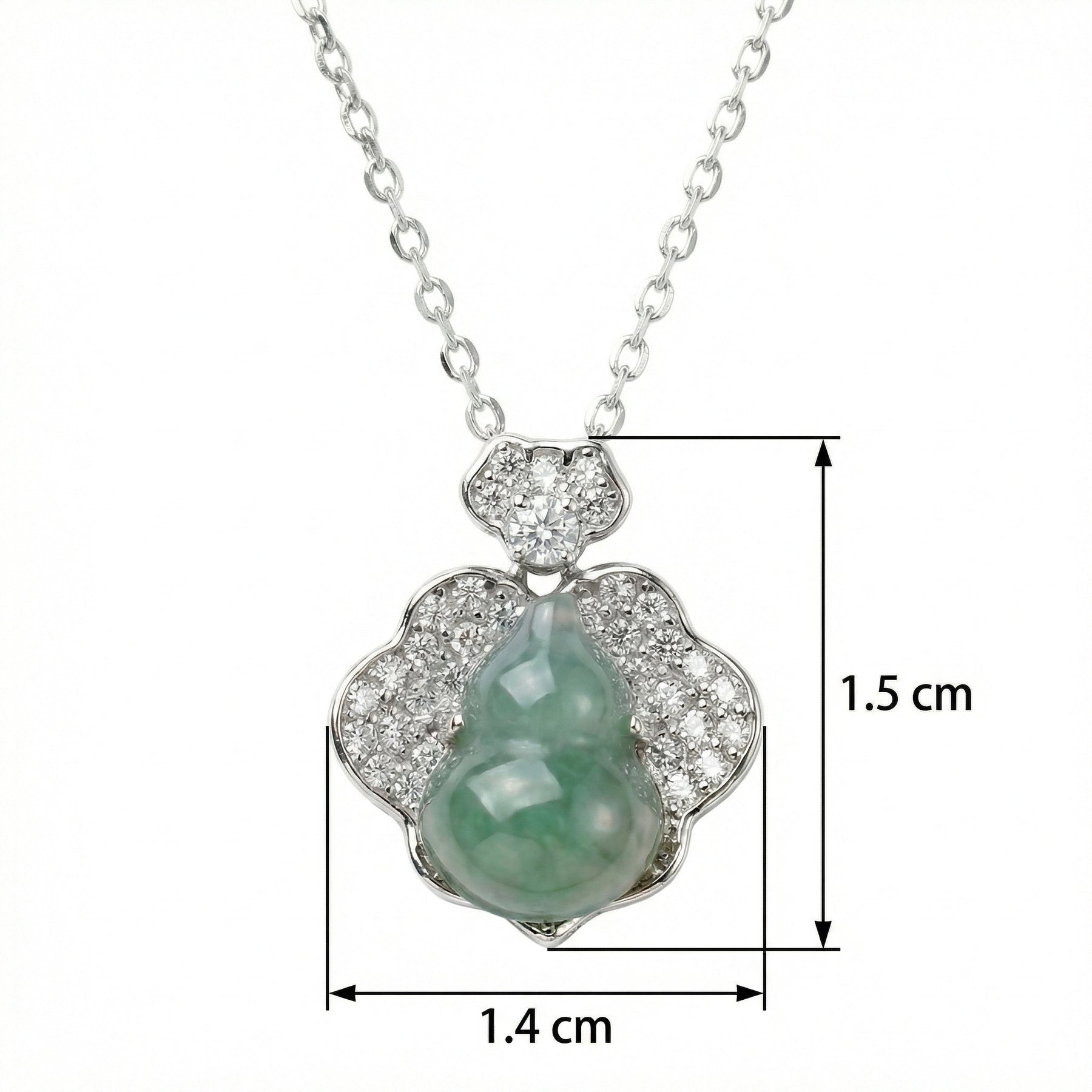 Jade Diamond Gourd Flower Necklace – jade necklace, front view