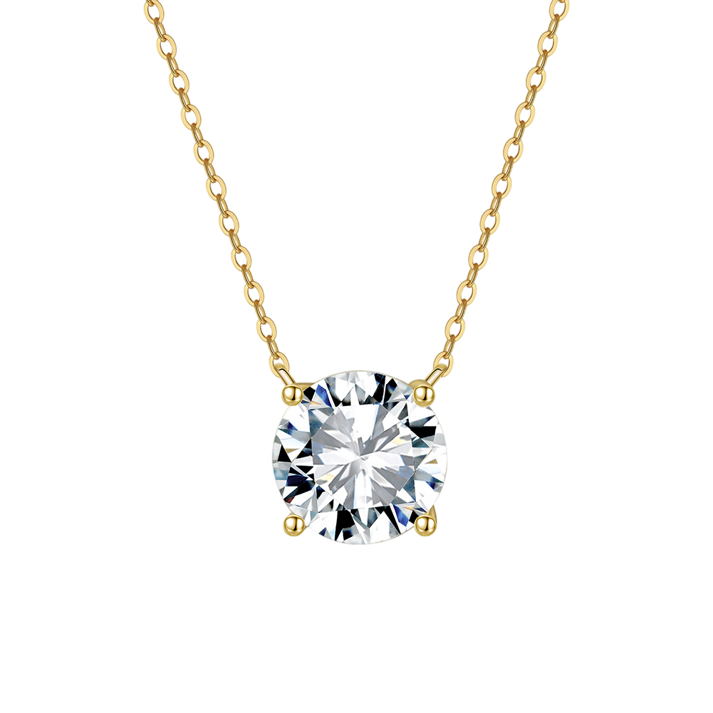 Gold Chain Necklace with Solitaire Pendant – sterling silver necklace, close-up