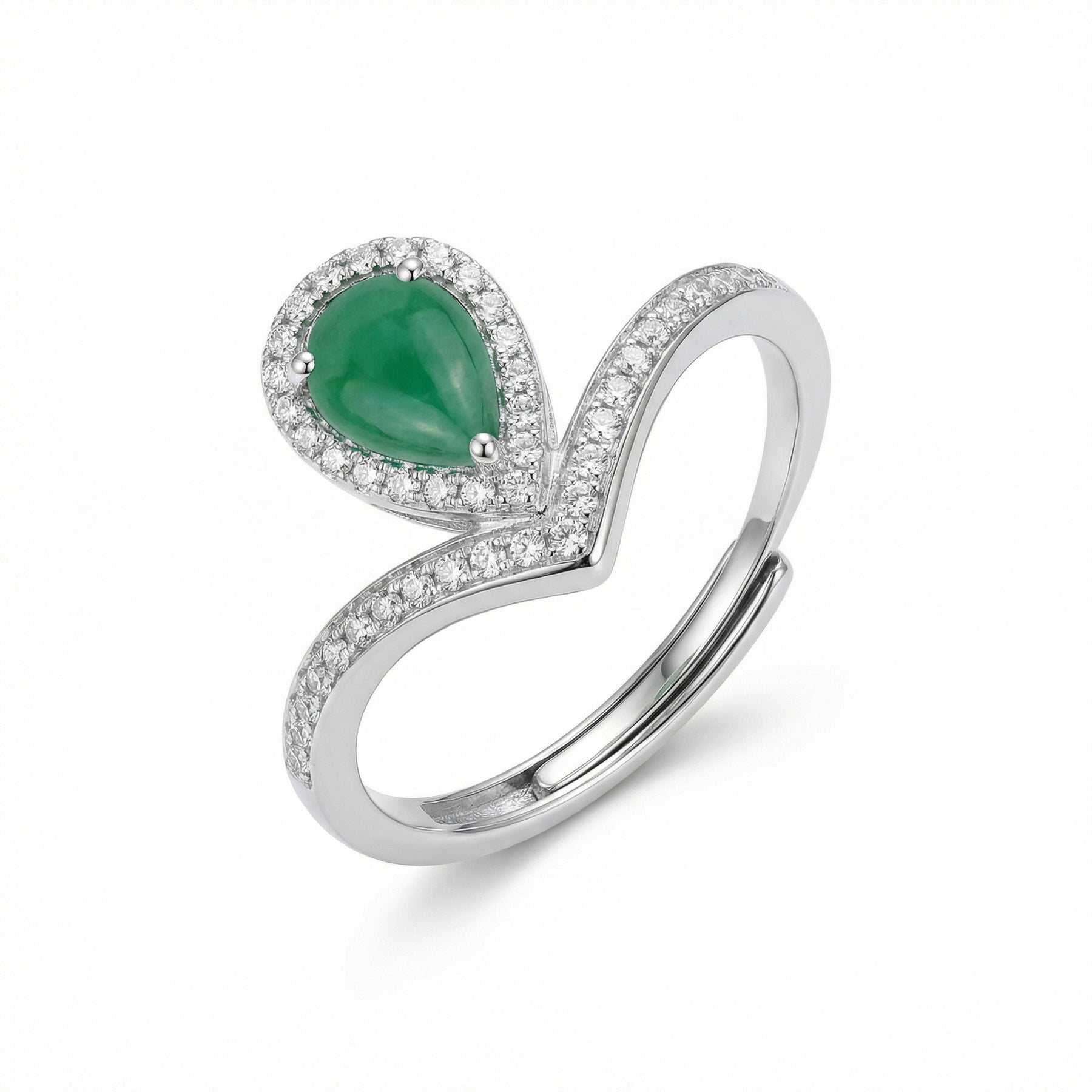 Pear-Shaped Emerald Halo Ring – emerald ring
