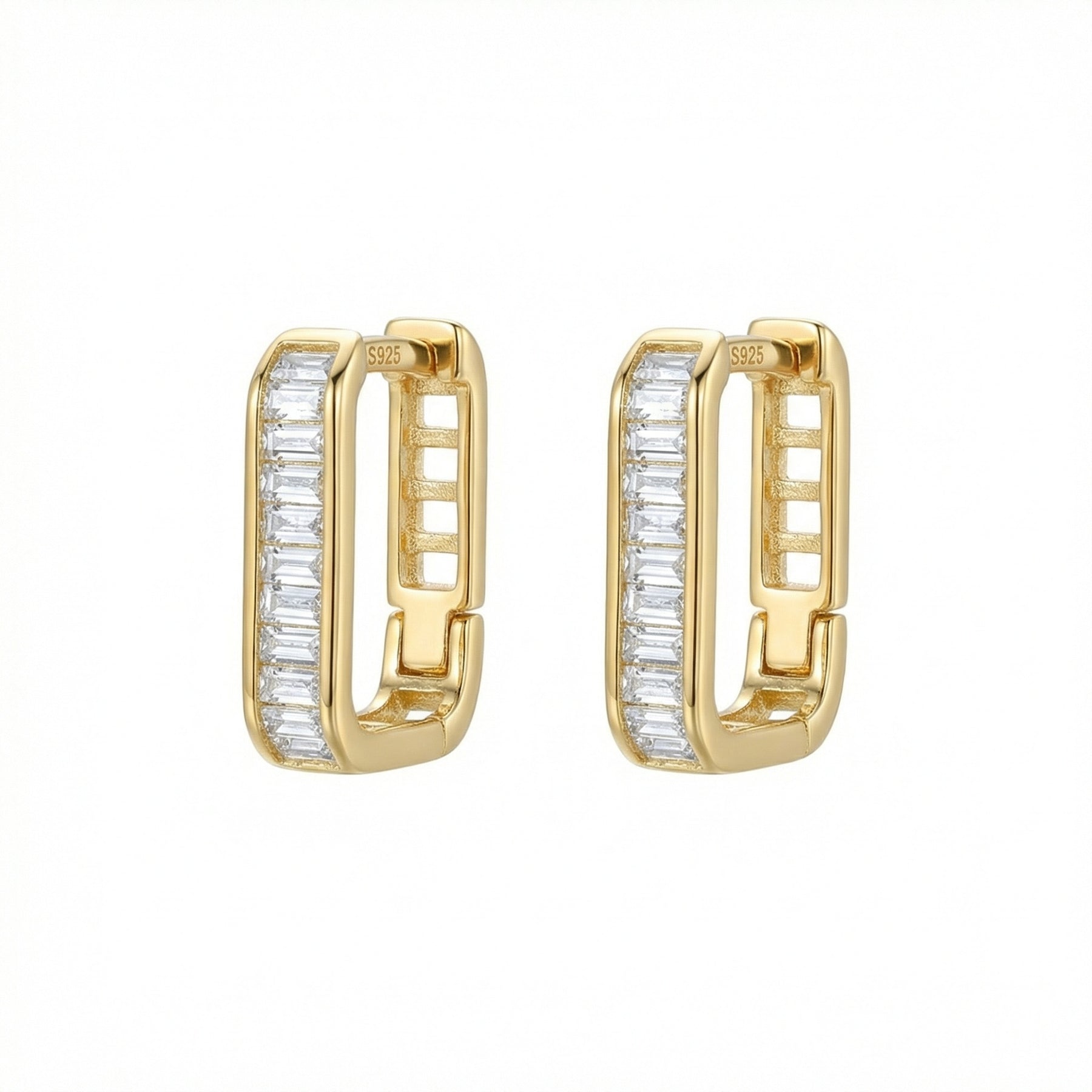 Baguette Huggie Hoop Earrings – sterling silver earrings