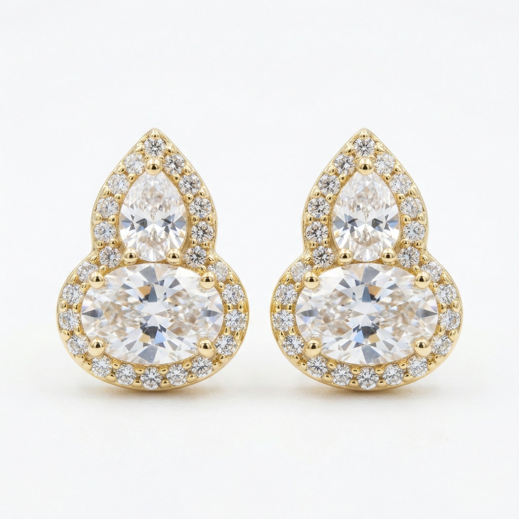 Pear and Oval Moissanite Halo Studs – moissanite earrings
