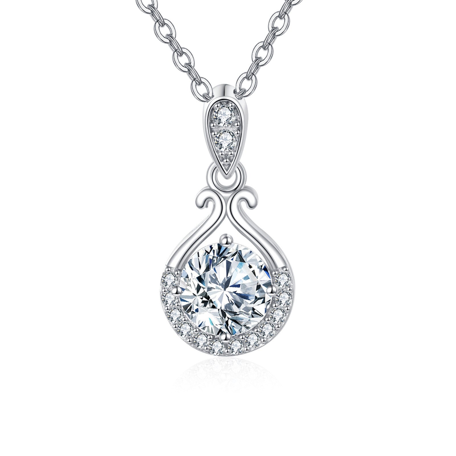 Moissanite Teardrop Pendant Necklace – moissanite necklace, side detail
