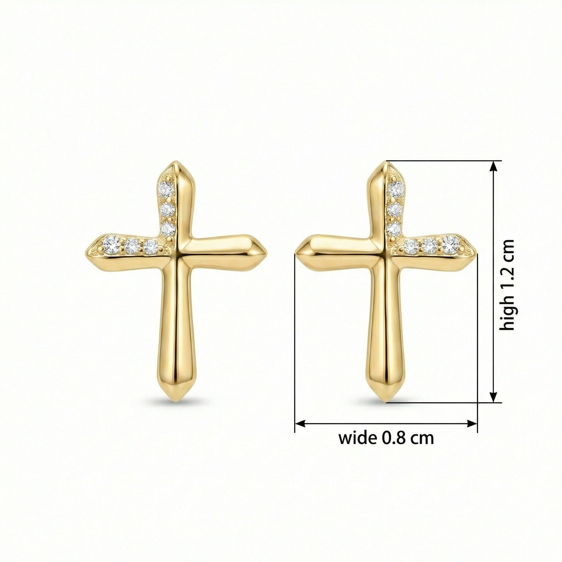 Diamond Accent Cross Stud Earrings – sterling silver earrings, front view