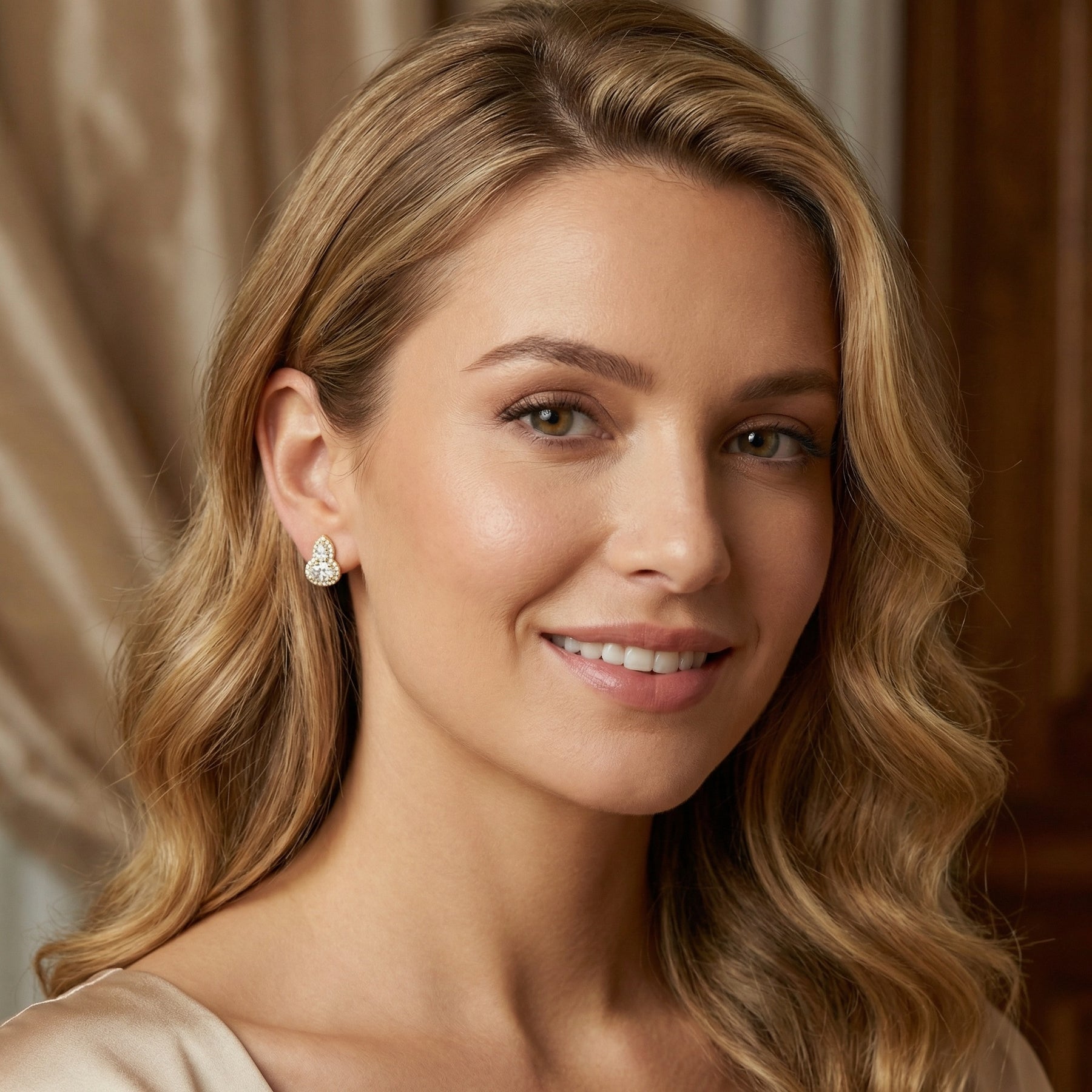 Pear and Oval Moissanite Halo Studs – moissanite earrings, side detail