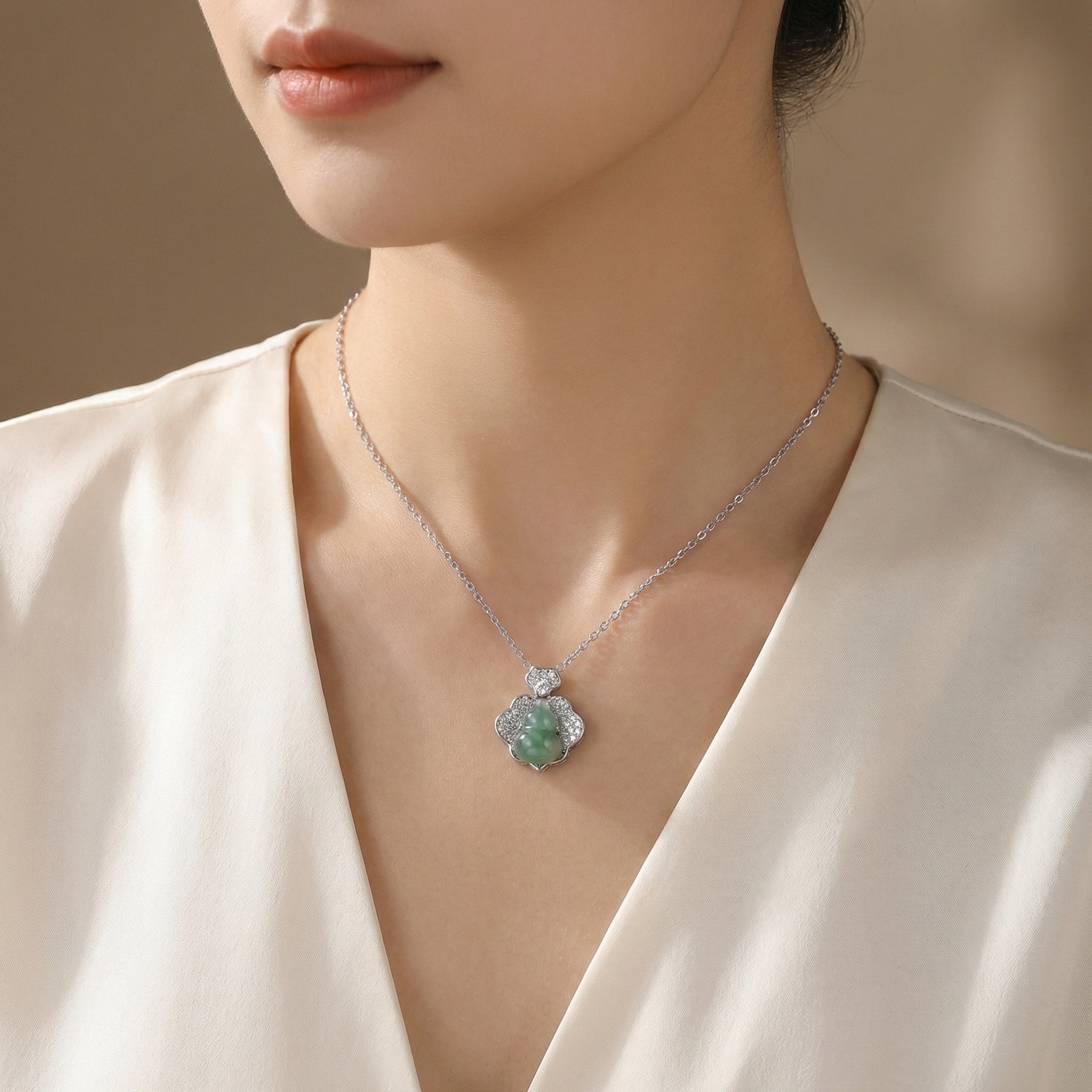 Jade Diamond Gourd Flower Necklace – jade necklace