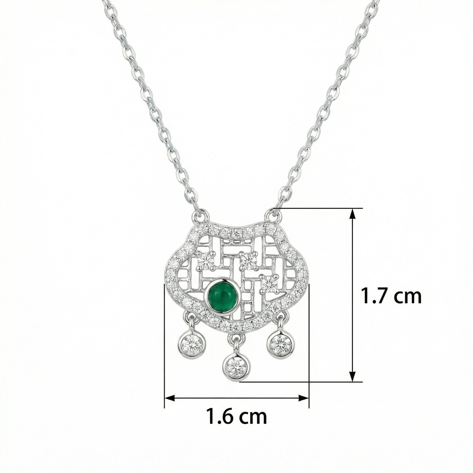 Geometric Emerald Pendant Necklace – emerald necklace, front view