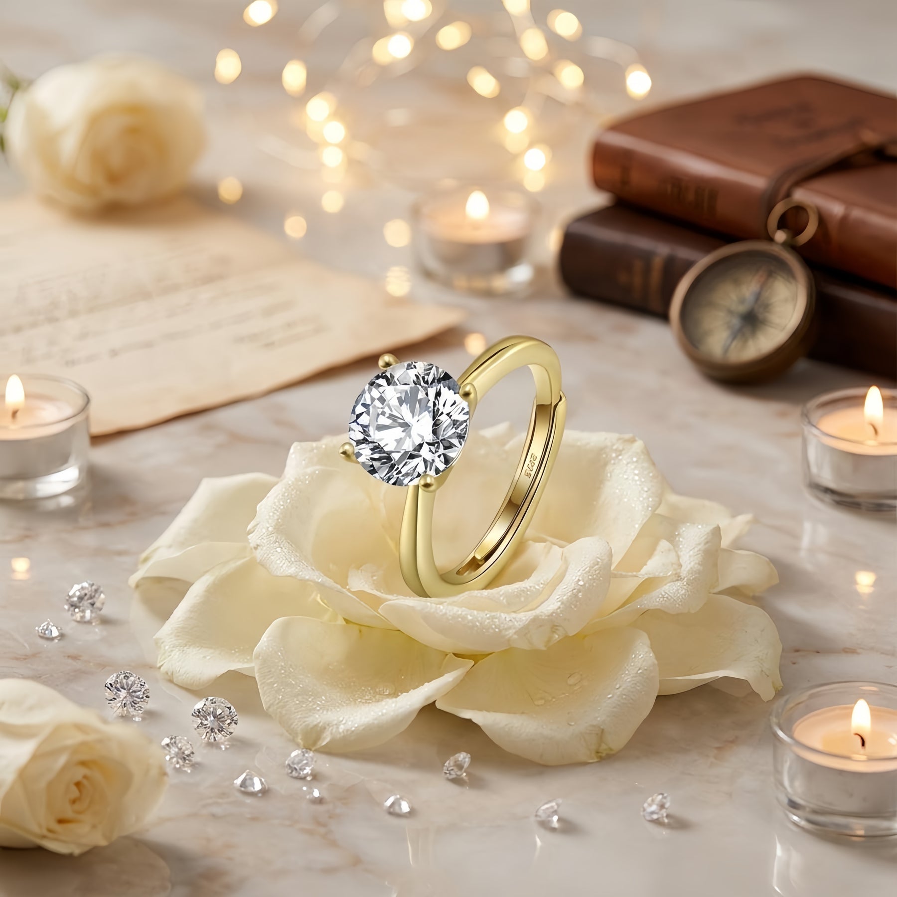 Gold Solitaire Ring, Four-Prong Setting – sterling silver ring