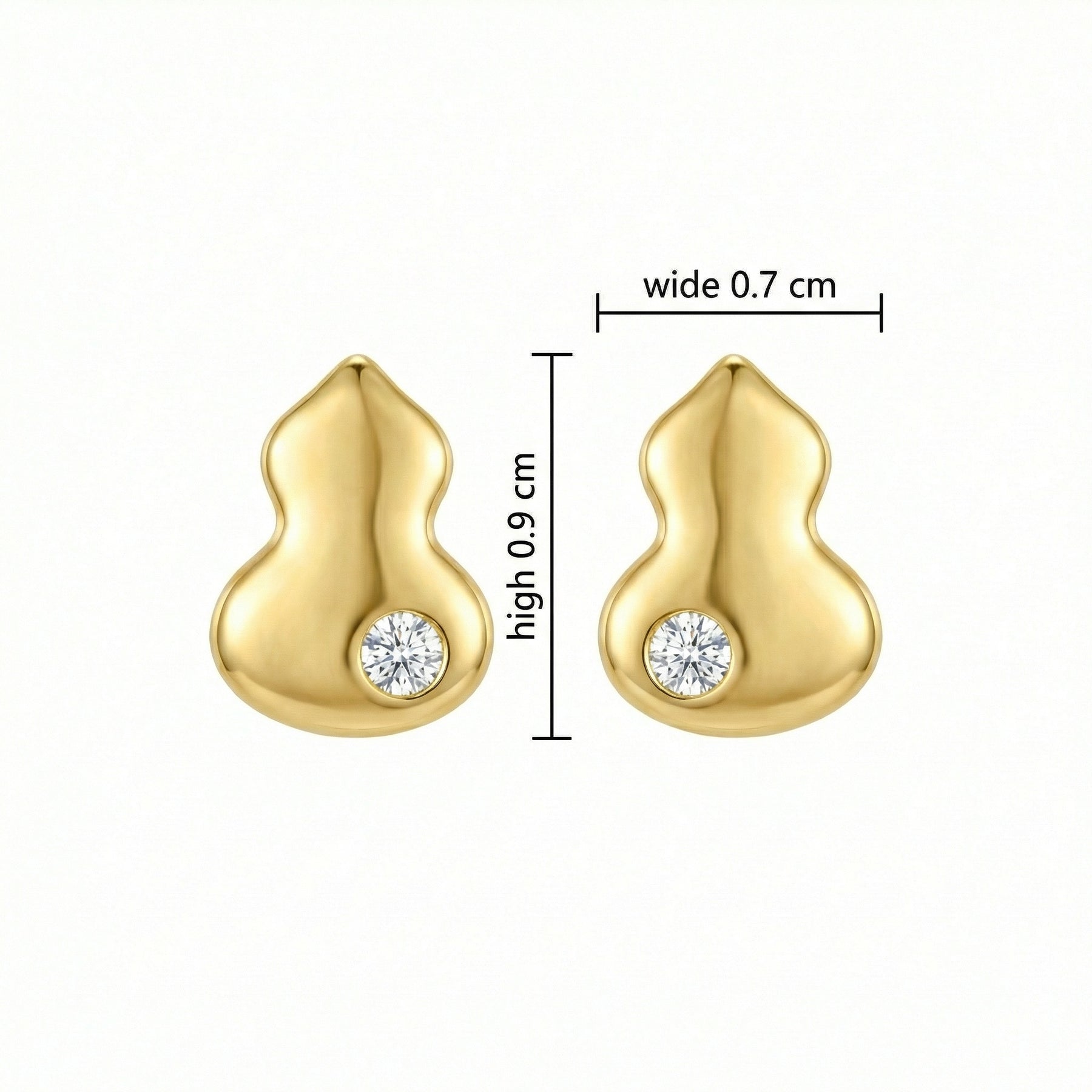Diamond-Accent Wulu Gourd Studs – sterling silver earrings, front view