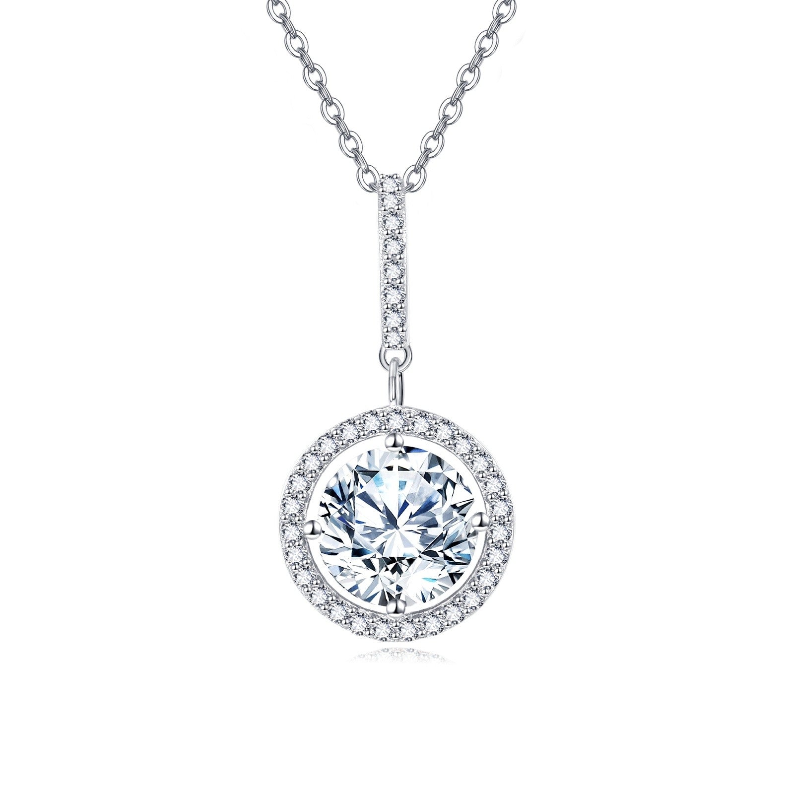 Moissanite Halo Solitaire Necklace – moissanite necklace