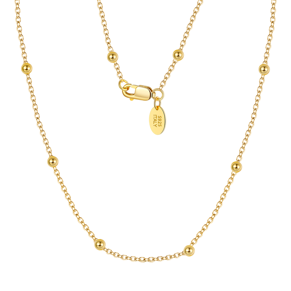 Italian Gold Chain with Bead Accents – gold-plated necklace