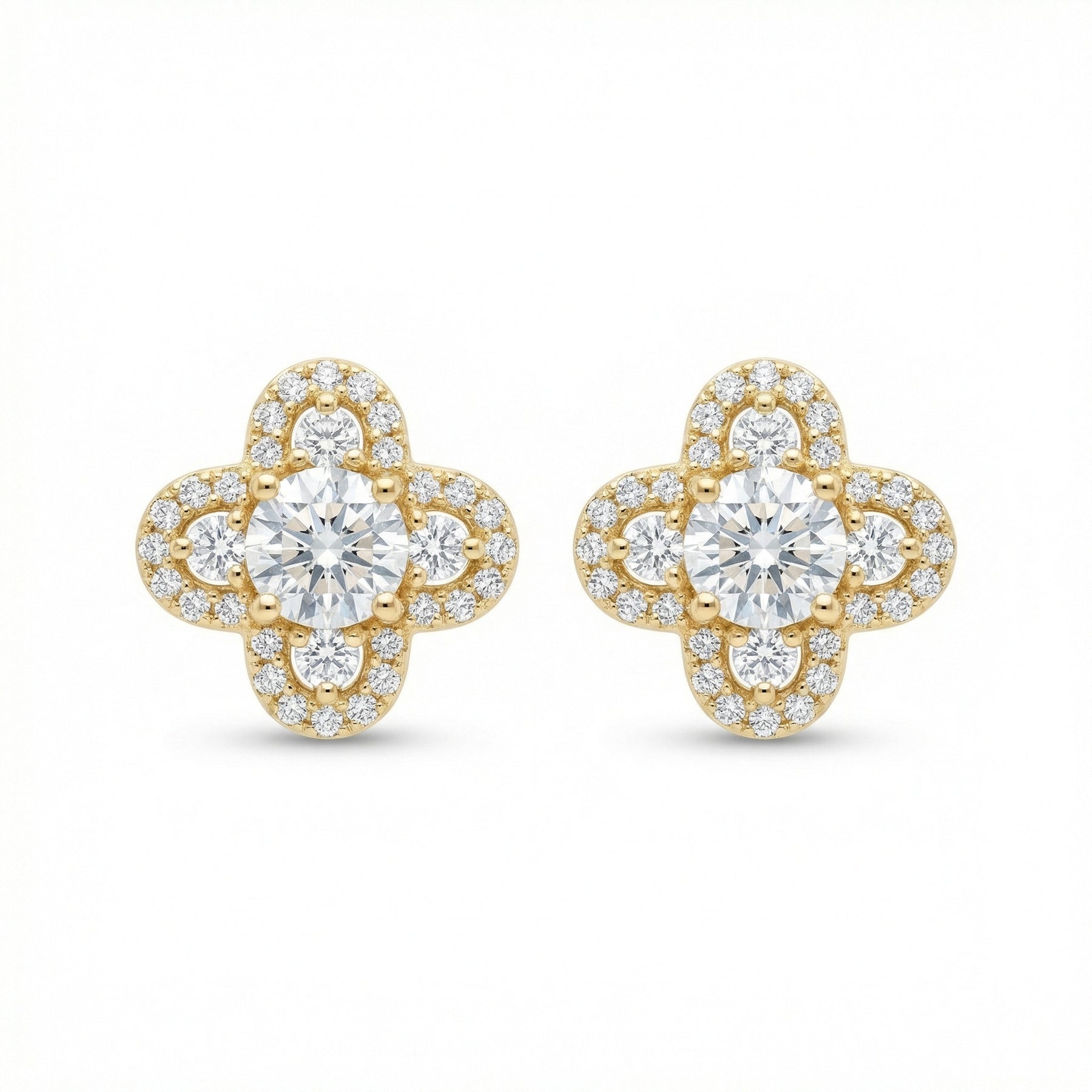 Quatrefoil Diamond Halo Stud Earrings – sterling silver earrings