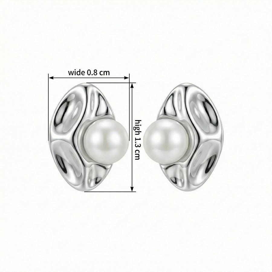 Textured Organic Shape Pearl Studs – pearl earrings