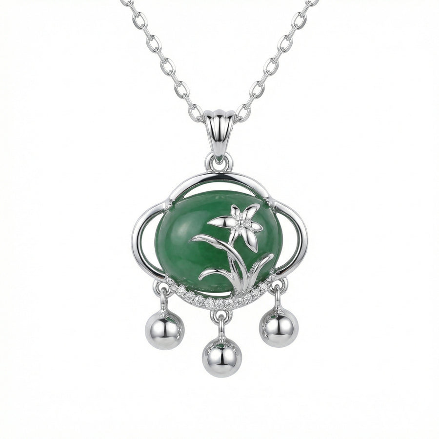 Floral Green Jade Pendant Necklace – jade necklace