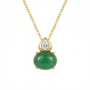 Pear-Shaped Jadeite Diamond Necklace – jade necklace, front view