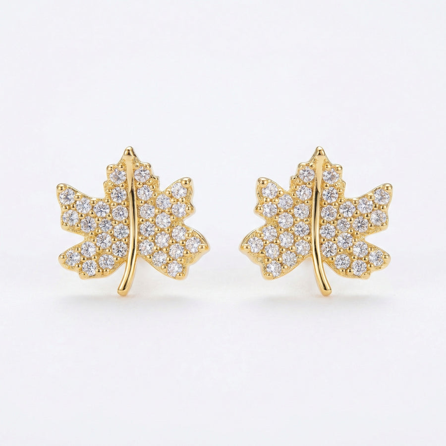 Crystal Maple Leaf Stud Earrings – crystal earrings