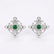 Vintage Fleur-de-Lis Emerald Studs – emerald earrings