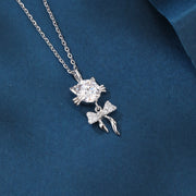 Moissanite Cat Pendant Necklace – moissanite necklace, side detail
