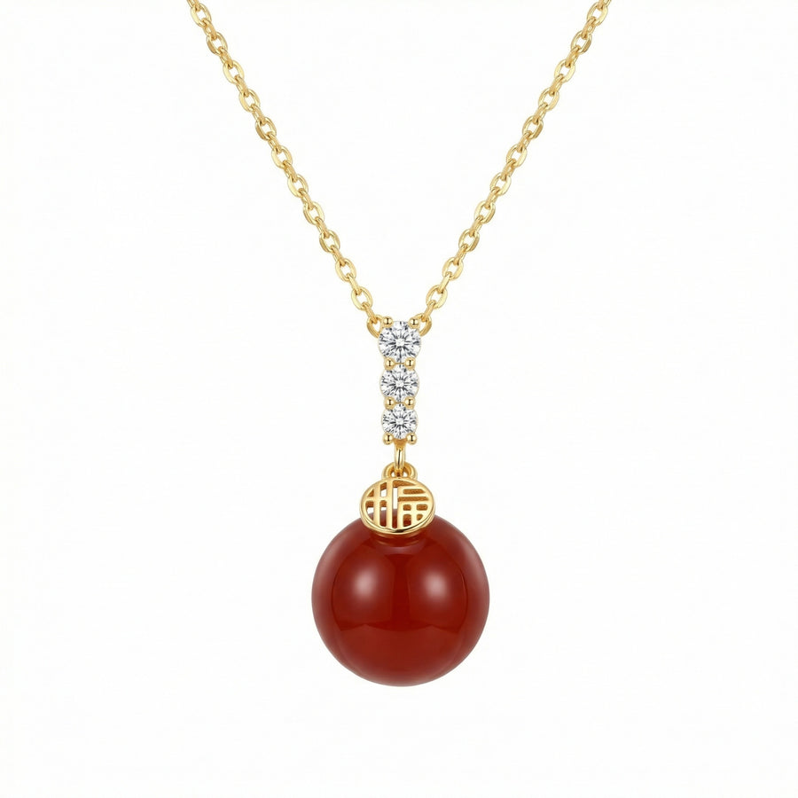 Red Agate Fu Blessing Necklace – agate necklace