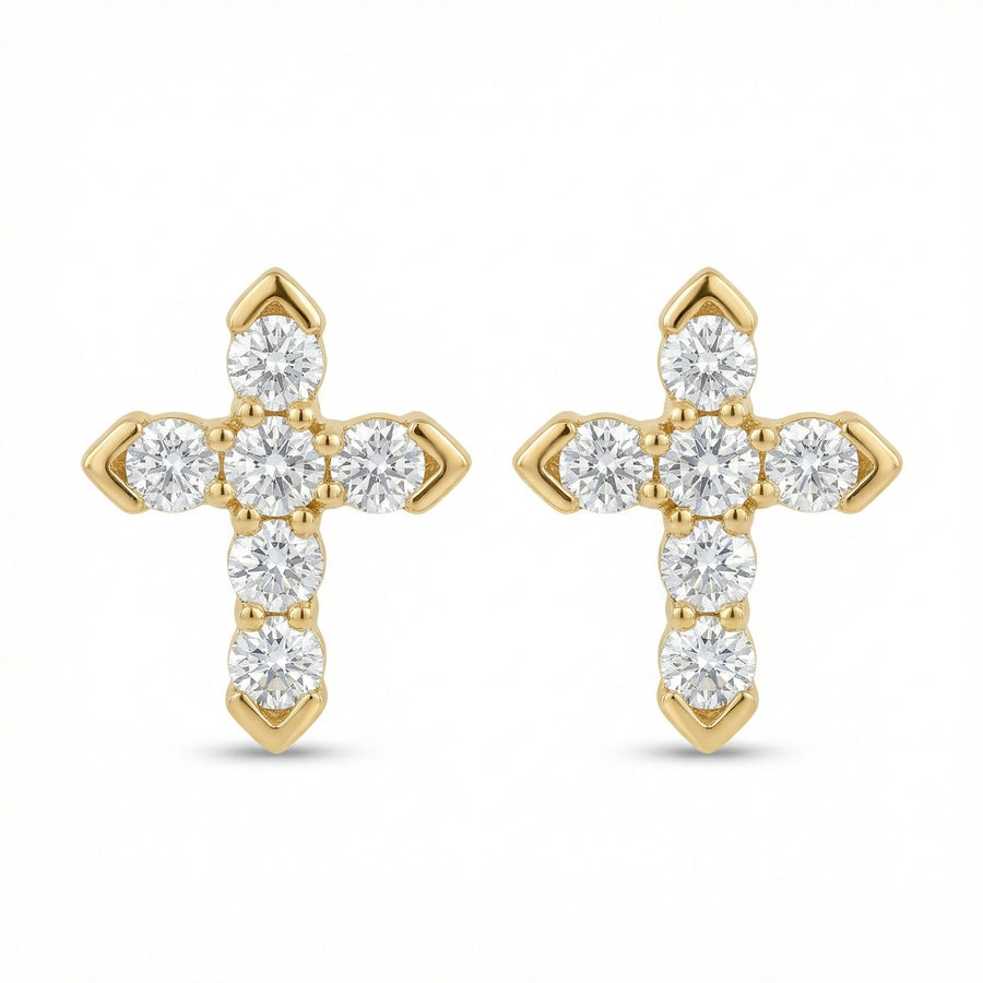 Cruciform Stud Earrings, Pointed Tips – sterling silver earrings