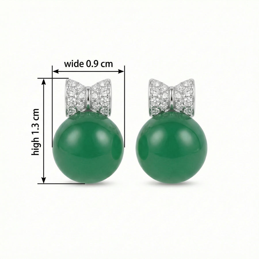 Green Sphere Ribbon Bow Earrings – sterling silver earrings