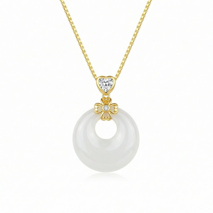 Heart and Flower Jade Donut Necklace – jade necklace
