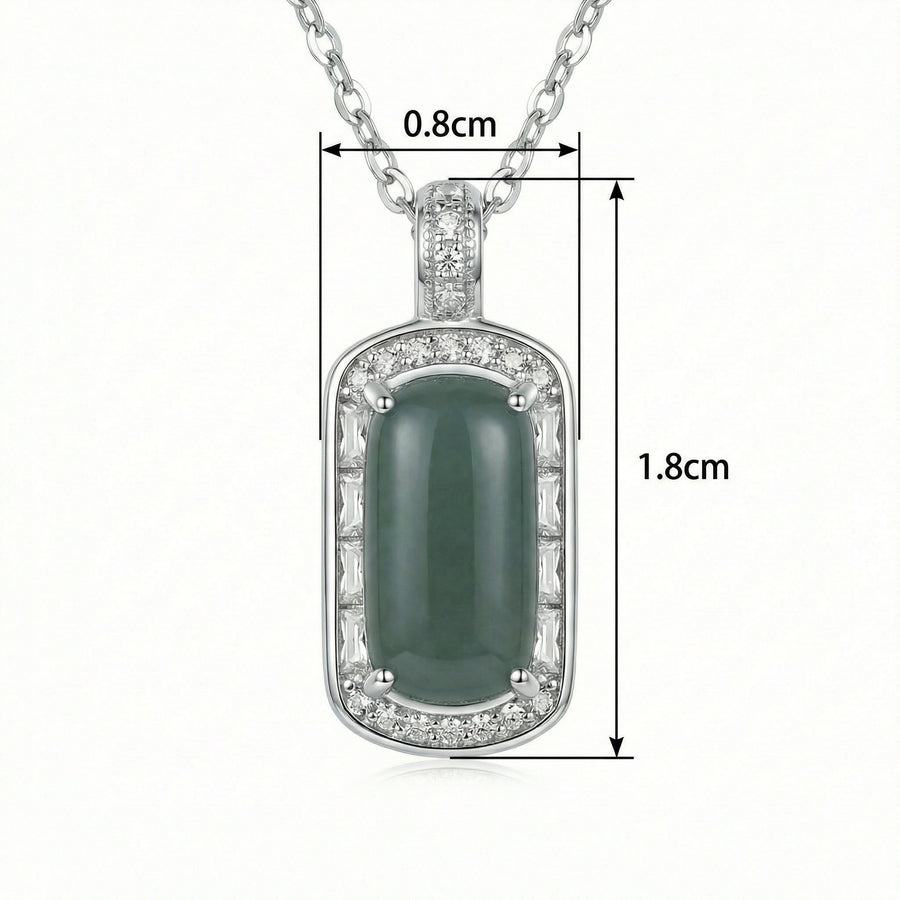 Oval Emerald Jade Cabochon Necklace – jade necklace, front view