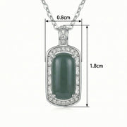 Oval Emerald Jade Cabochon Necklace – jade necklace, front view