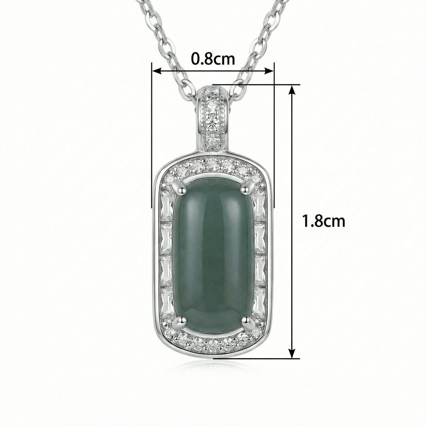 Oval Emerald Jade Cabochon Necklace – jade necklace, front view