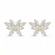 Marquise Diamond Butterfly Studs – sterling silver earrings, side detail