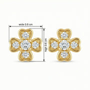 Clover-Shaped Diamond Stud Earrings – sterling silver earrings, close-up