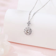 Round Moissanite Halo Necklace – moissanite necklace, side detail