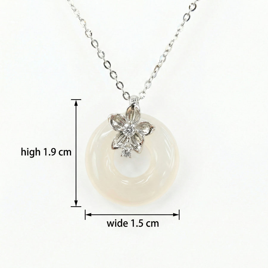 White Jade Donut Necklace – jade necklace, front view