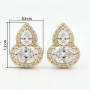 Pear and Oval Moissanite Halo Studs – moissanite earrings, close-up