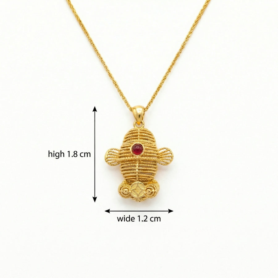 Filigree Fish Pendant with Ruby Accent – ruby necklace, front view