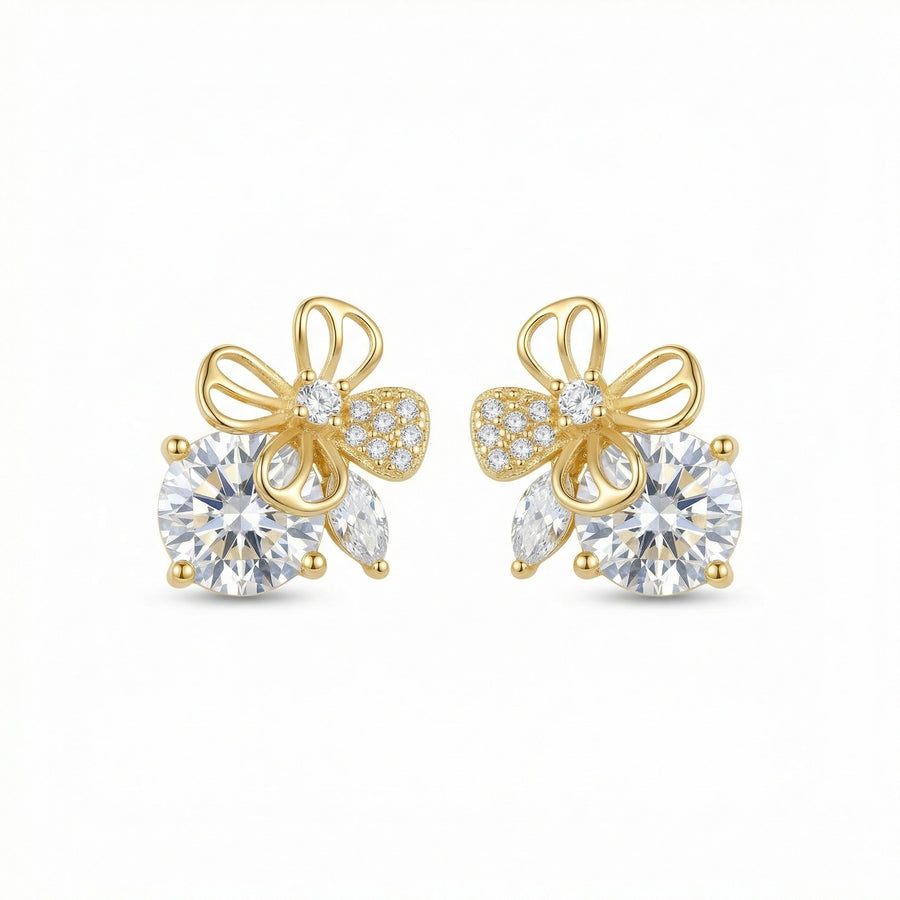 Butterfly and Floral Stud Earrings – sterling silver earrings
