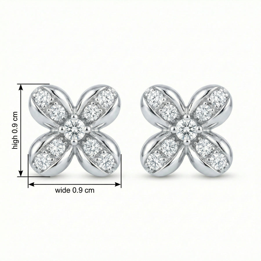 Flower Cross Stud Earrings – sterling silver earrings, front view