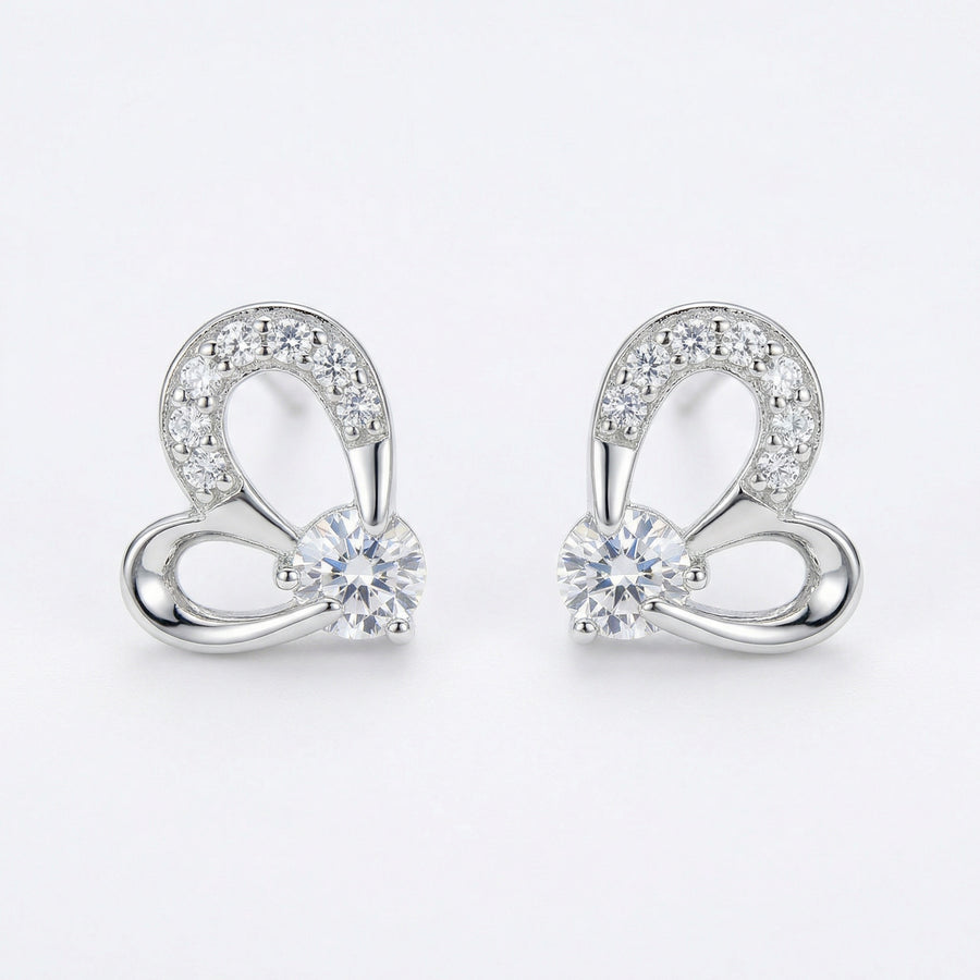 Stylized Heart Stud Earrings – sterling silver earrings