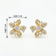 Lily-Inspired Emerald-Cut Stud Earrings – sterling silver earrings, close-up