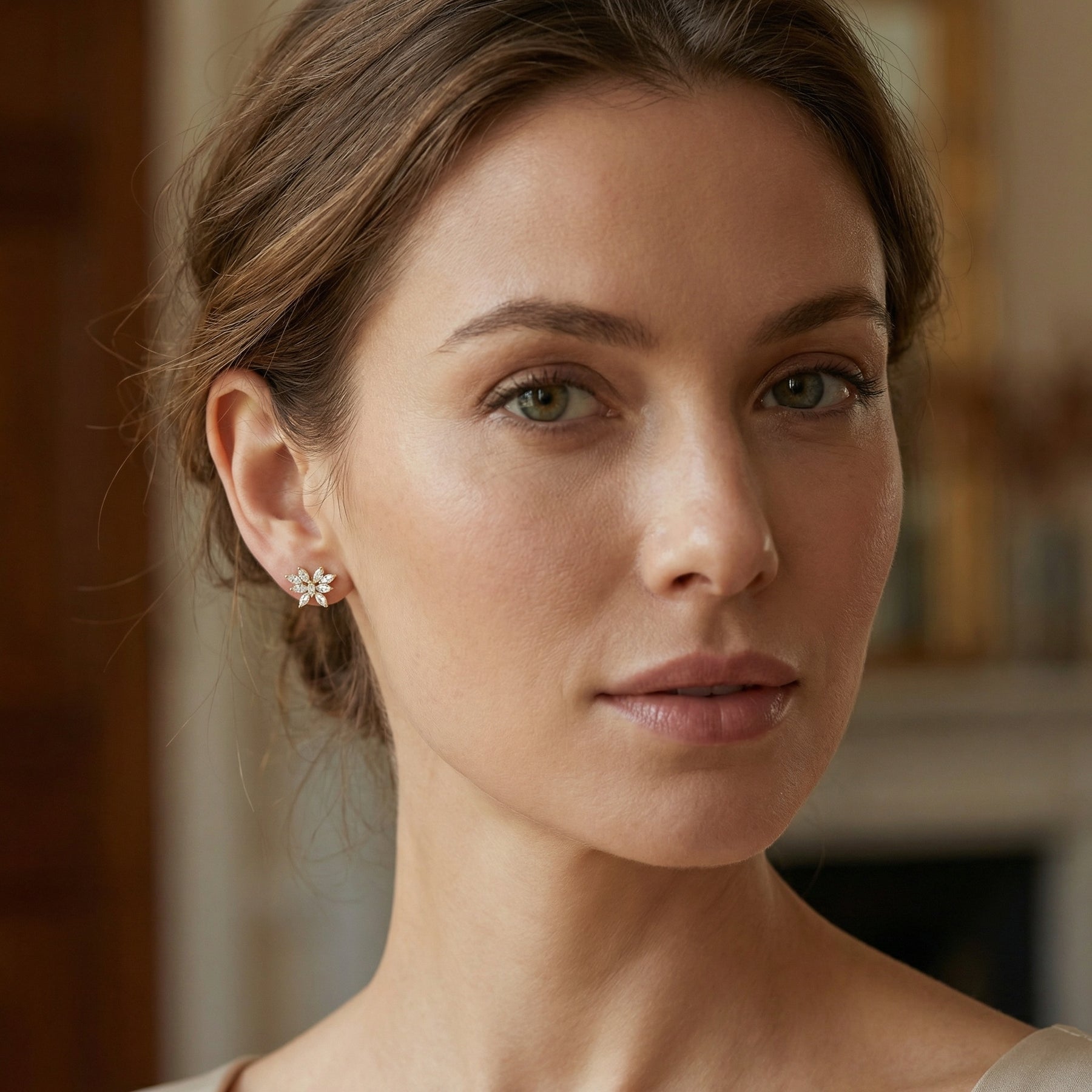 Marquise Diamond Butterfly Studs – sterling silver earrings