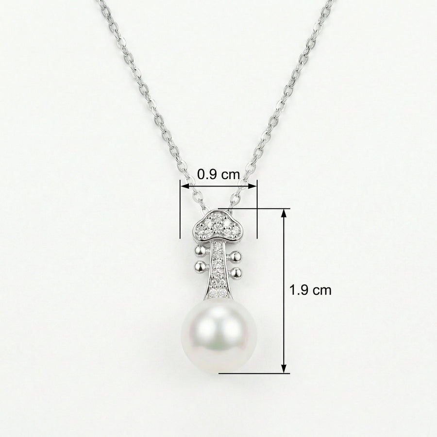 Violin Scroll Pearl Necklace – pearl necklace, front view