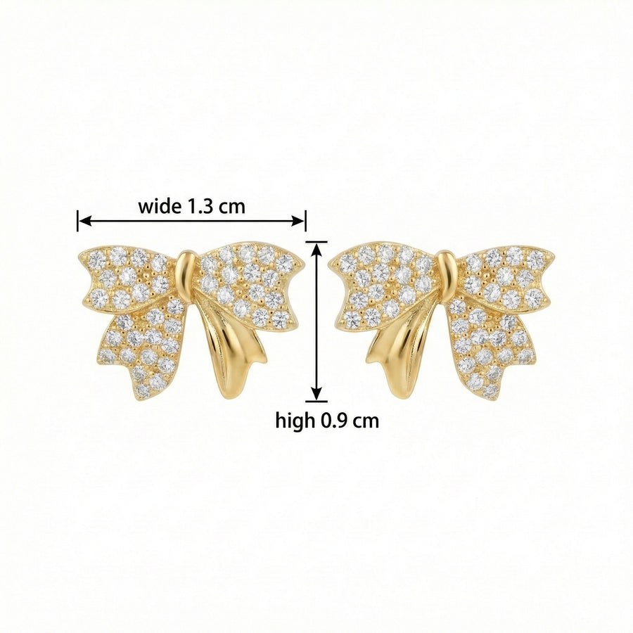 Ribbon Bow Pavé Stud Earrings – sterling silver earrings