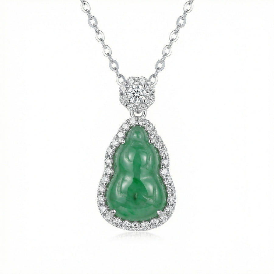 Jadeite Gourd Pendant Necklace – jade necklace, front view