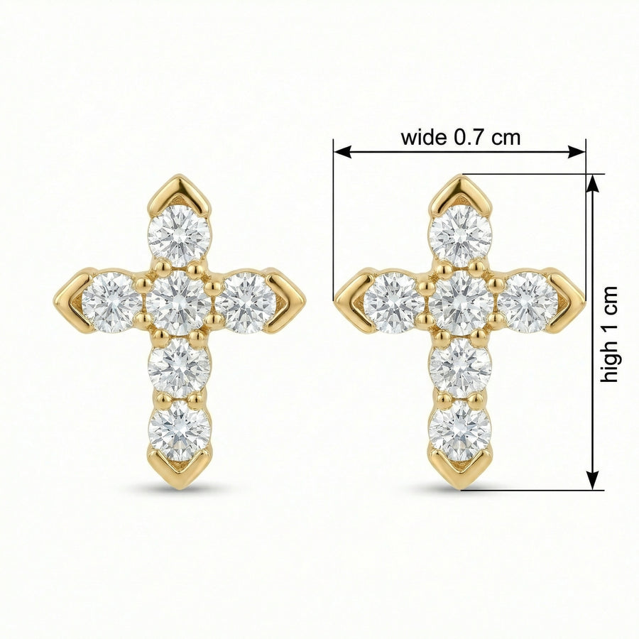 Cruciform Stud Earrings, Pointed Tips – sterling silver earrings, front view