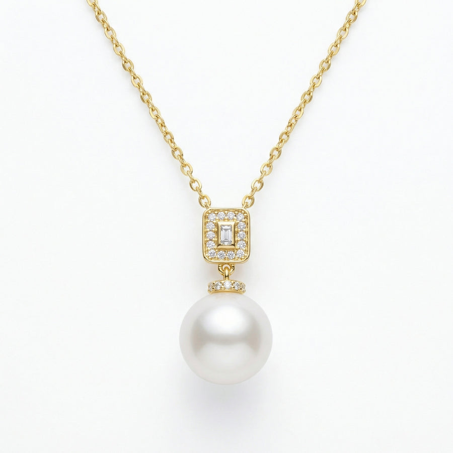 South Sea Pearl Geometric Pendant – pearl necklace, front view