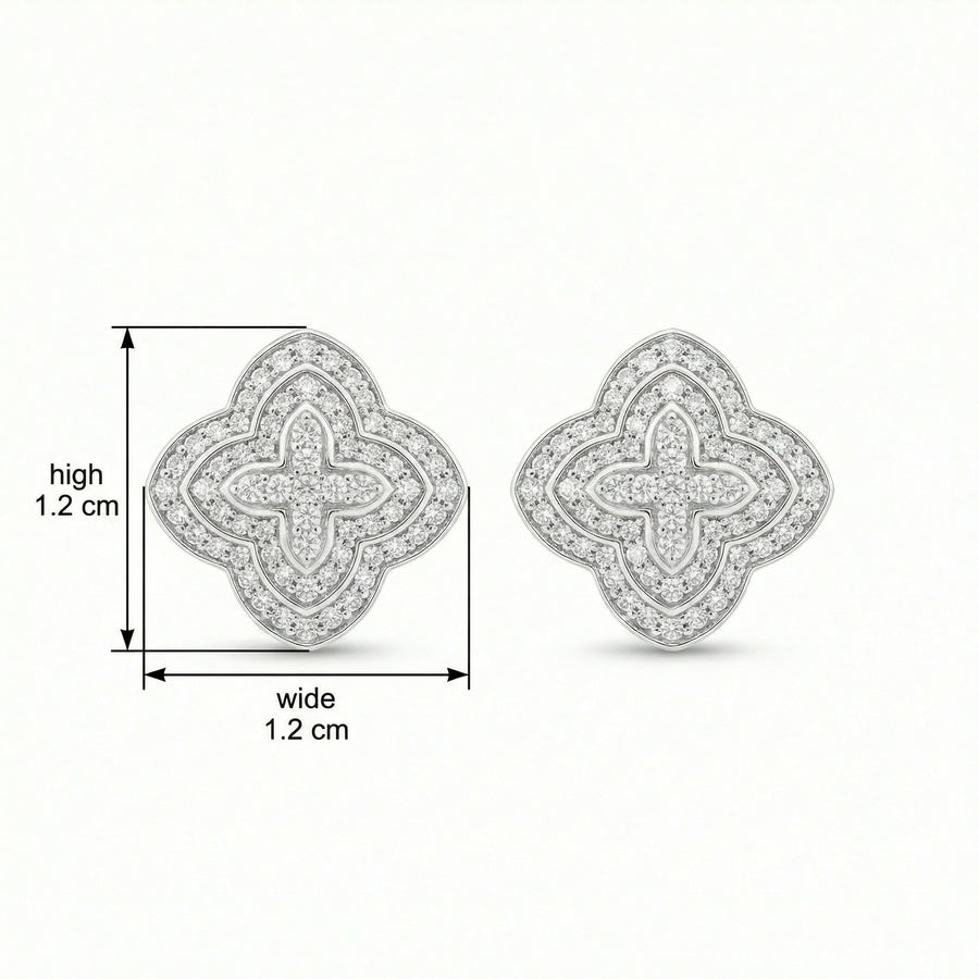 Quatrefoil Diamond Cluster Studs – sterling silver earrings