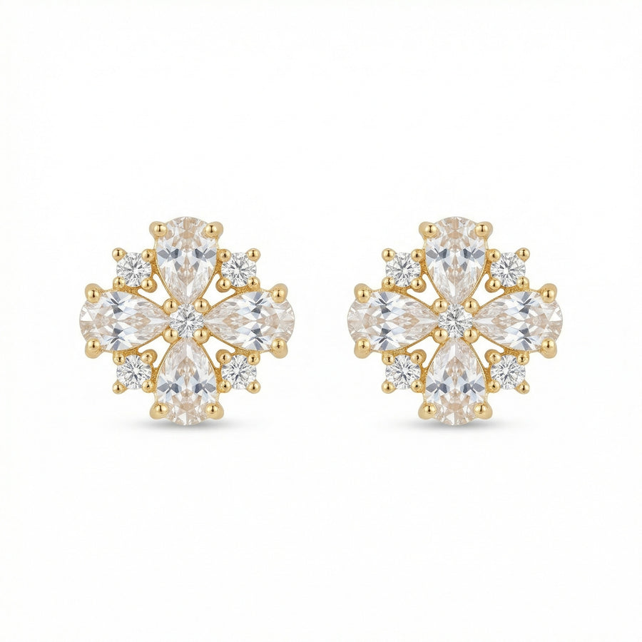 Vintage Floral Motif Stud Earrings – sterling silver earrings